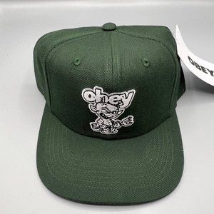 Obey Hat Men Green‎ White Devil Logo Snap Back Cap New